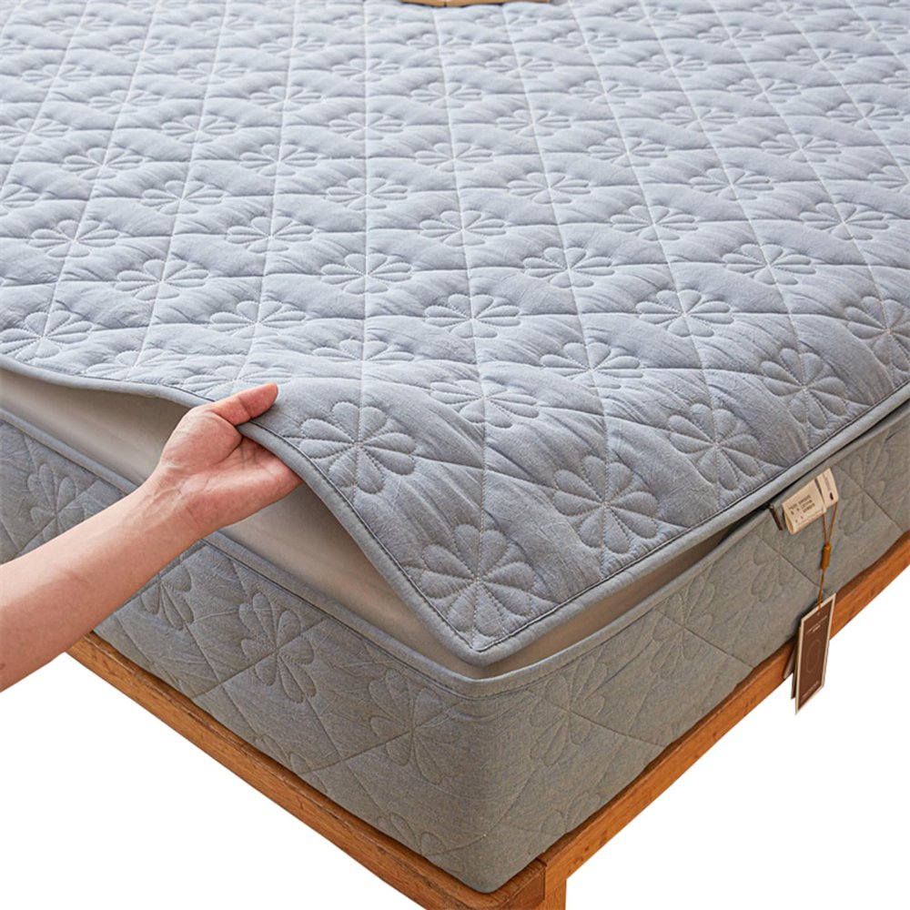 Zippered Mattress Cover, Soft, Breathable, Washable, 5-Sided Quilted Mattress Protector, 140 x 190 + 35 cm