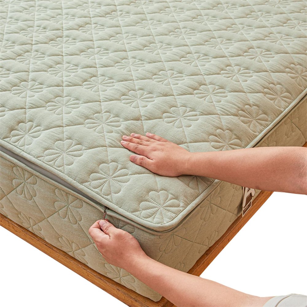 Soft Zippered Mattress Cover, 90/100/120/130/140/160/180 x 200 cm or 80 x 140 cm, 180 x 200 + 30 cm, Breathable, Washable, 5-Sided Quilted