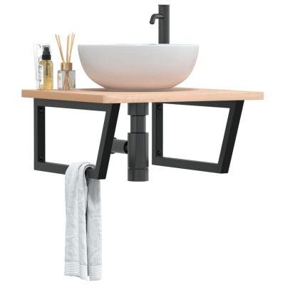 Homgoday Steel Trapezoidal Washbasin Bracket, 25 x 55 cm, Black, 100 kg Capacity, Model 4007288