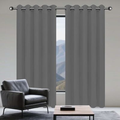 GUOZHEN Blackout Curtain, 210 x 130 cm, Dark Gray, with Eyelets
