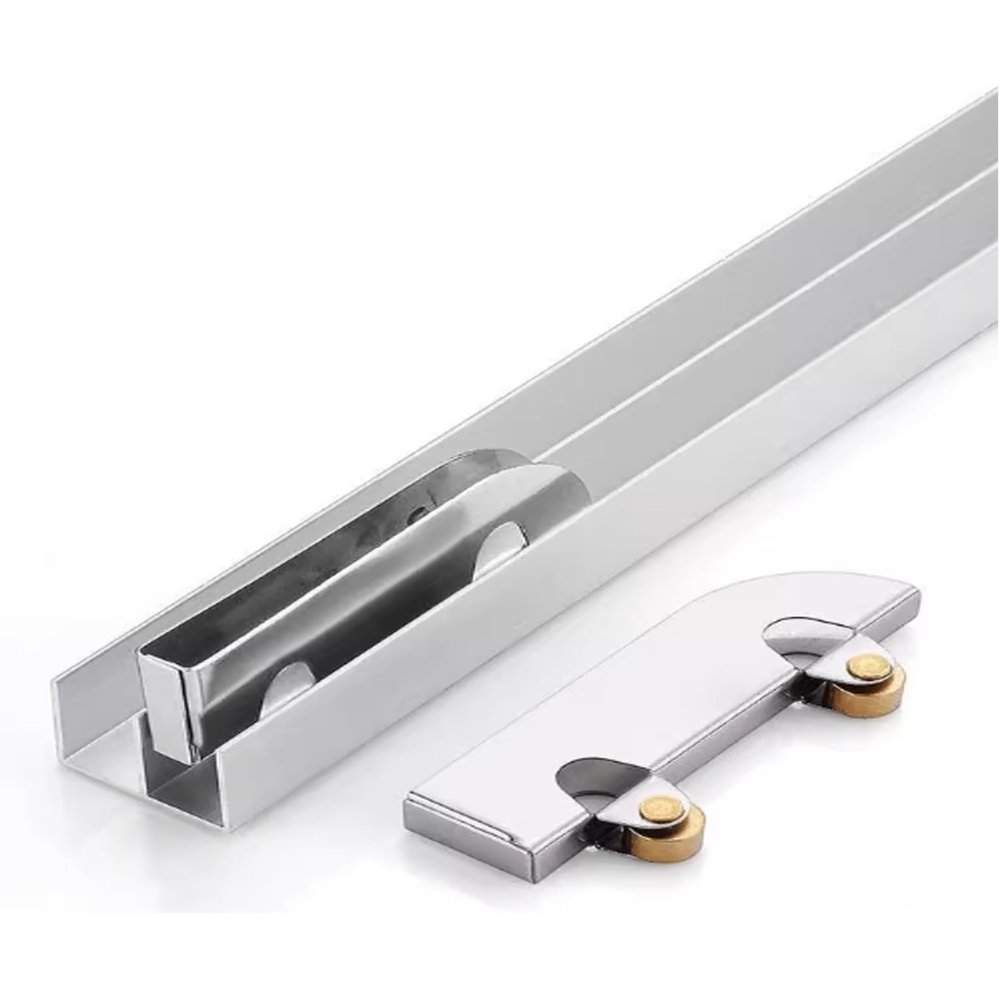 1-Piece Quiet Double-Groove Sliding Rail for Glass Doors, 35 mm, 140 cm