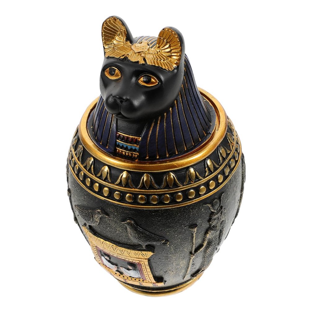 Egyptian Resin Storage Jar, Ancient Egyptian Decorative Figurine