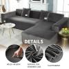 VanderHOME High-Stretch L-Shaped Sofa Cover, Soft Plush, Solid Gray, Non-Slip view 4