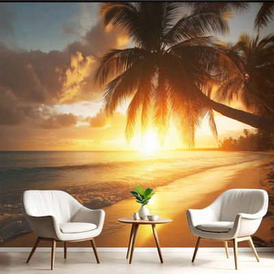 Palm Beach Silk Photo Wallpaper, Golden Sunset, 250 x 175 cm