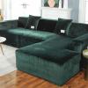 VanderHOME High-Stretch L-Shaped Sofa Cover, Soft Plush, Non-Slip, Dark Green view 1