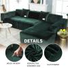VanderHOME High-Stretch L-Shaped Sofa Cover, Soft Plush, Non-Slip, Dark Green view 4