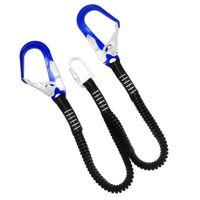 Fall Protection Harness with Shock-Absorbing Lanyards and Hooks