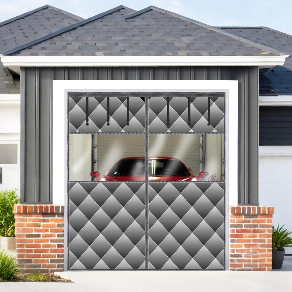 244–549 cm Magnetic Thermal-Insulated Garage Door Curtain, Gray, 460 × 300 cm