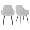 Meubletmoi Set of 2 Light Gray Velvet Dining Chairs, Black Metal Legs, Stern 2 view 1