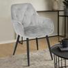 Meubletmoi Set of 2 Light Gray Velvet Dining Chairs, Black Metal Legs, Stern 2 view 2