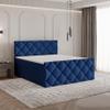 Masseno ROVARI Box Spring Bed 160 x 200 cm Complete Set with Mattress and Topper, Upholstered Bed with Two Storage Compartments – Blue, KRONOS 09 view 2