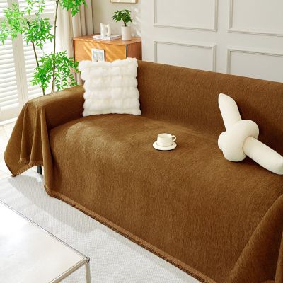 Generic Soft Sofa Throw Cover, Scratch Protector for 1/2/3/4-Seater Sofas, Universal Pet Hair and Scratch Protector, Machine Washable, Coffee, 230 × 380 cm