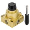 Baxnore HV04 Rotary Lever Hand Valve, 3-Position, 4-Way, Heavy-Duty Pneumatic Control Valve for Factory Automation, Cast Iron Housing and A view 1