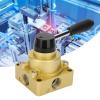 Baxnore HV04 Rotary Lever Hand Valve, 3-Position, 4-Way, Heavy-Duty Pneumatic Control Valve for Factory Automation, Cast Iron Housing and A view 2