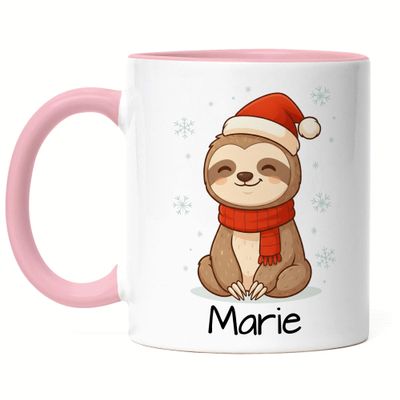 Kiddle-Design Personalized Name Mug for Kids, Pink Sloth Christmas Mug