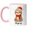 Kiddle-Design Personalized Name Mug for Kids, Pink Sloth Christmas Mug view 1