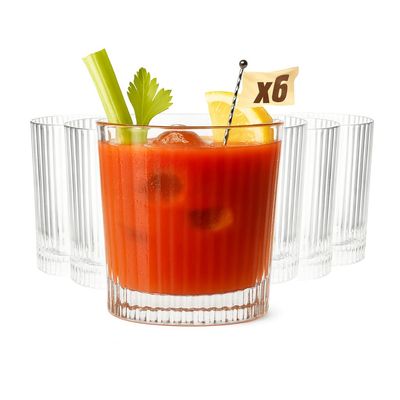 MUVELL France 6-Piece Tumbler Glass Set - 300 ml Drinking & Water Glasses - 3 mm Glass Thickness, Crystal Clear & Dishwasher Safe - Cocktail & Whiskey Glasses - Gift Set