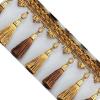 WUPNGS 1 m Elegant Fringe Trim with Beaded Tassels, Yellow view 1