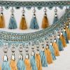WUPNGS 1 m Elegant Fringe Trim with Beaded Tassels, Yellow view 2