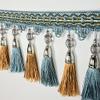 WUPNGS 1 m Elegant Fringe Trim with Beaded Tassels, Yellow view 3