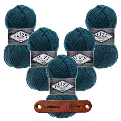ALIZE Superlana Maxi 5 x 100 g, Color 212 Petrol, with mySearose Label