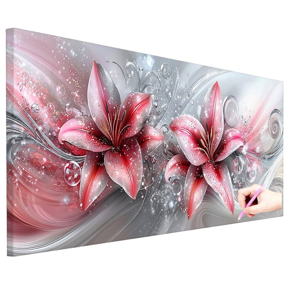 XXL Diamond Painting Kit for Adults, 250 x 100 cm, Lily Flower