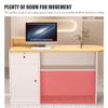 Modern Reception Desk with Cabinets and Shelves, Elegant LED-Lit Welcome Counter for Retail Spaces, Home, and Office view 4