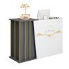 Reception Desk with 4 Storage Compartments and Lockable Drawers, 100 cm, Iron Ash Print view 1