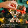 Gingerbread Alphabet Letter Ornaments, Candy Cane Initials with Berry Pattern (F) view 4