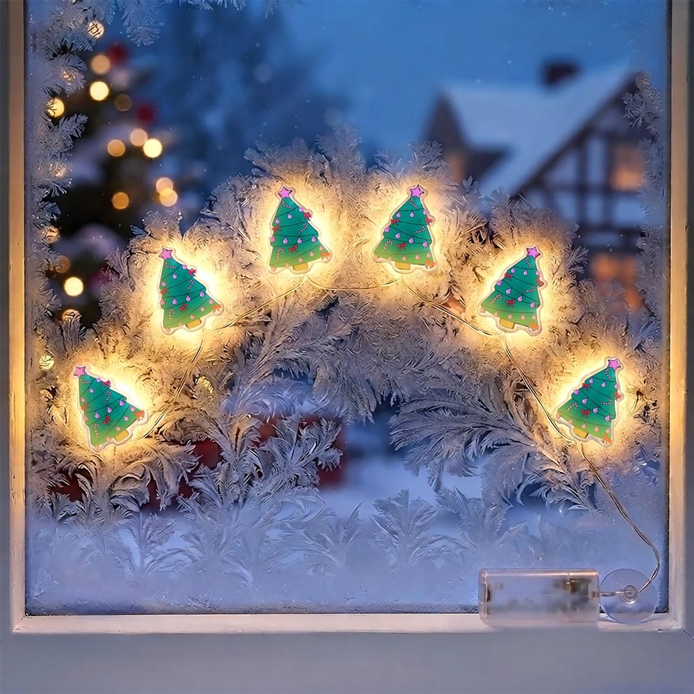 Spetebo LED Christmas Tree Window Sticker Light Chain, 100 cm, Timer, 6 LEDs