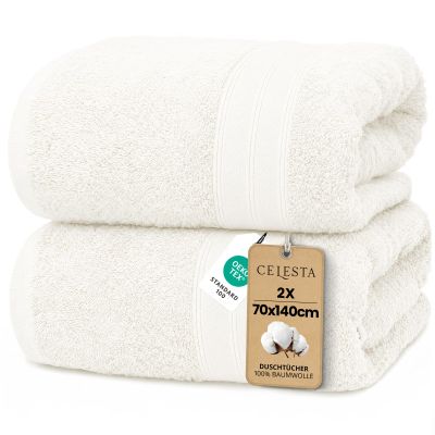 CELESTA Bath Towels 70 x 140 cm, 2-Piece Set, 100% Cotton Terry, White