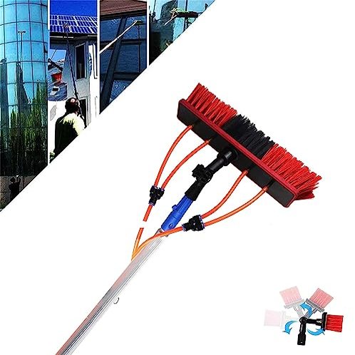 Glass Cleaning Brush and 4.8 m Telescopic Pole Set for Windows and Solar Panels