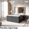 MEBLINI LIONEL Box Spring Bed with Storage, 180 x 220 cm, H4/Dark Gray Inari Fabric, with Mattress and Topper, No Headboard view 4