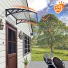 NacstarHome 43.3 in Transparent Polycarbonate Door Canopy, Gray Panel, Black Brackets view 4