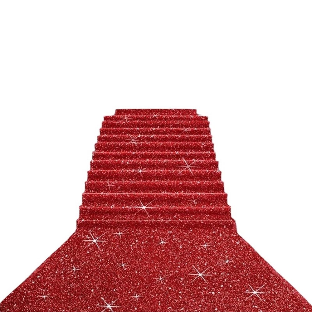 IEOWY Wedding Aisle Carpet Runner, Red Carpet, Glitter Carpet for Weddings, Christmas, Outdoor Events, Banquets and Parties (Red, 15 m x 1 m)