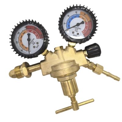 Permanent Bronze Mixed-Gas Pressure Regulator for Welding Labs, 4 Connections