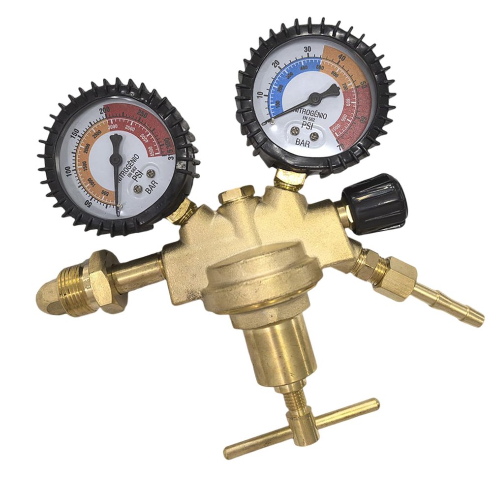 Permanent Bronze Mixed-Gas Pressure Regulator for Welding Labs, 4 Connections