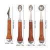 Anneome 4-Piece Watermelon Ball Cutter Set with Serrated Fruit Carver, Stainless Steel and Wooden Handle view 2
