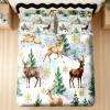 Reindeer Snowflake Watercolor Forest Animals Fitted Sheet 200 x 200 cm view 2