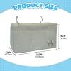 Bedside Hanging Storage Organizer, Linen Fabric with Pockets, Space-Saving, Gray view 2