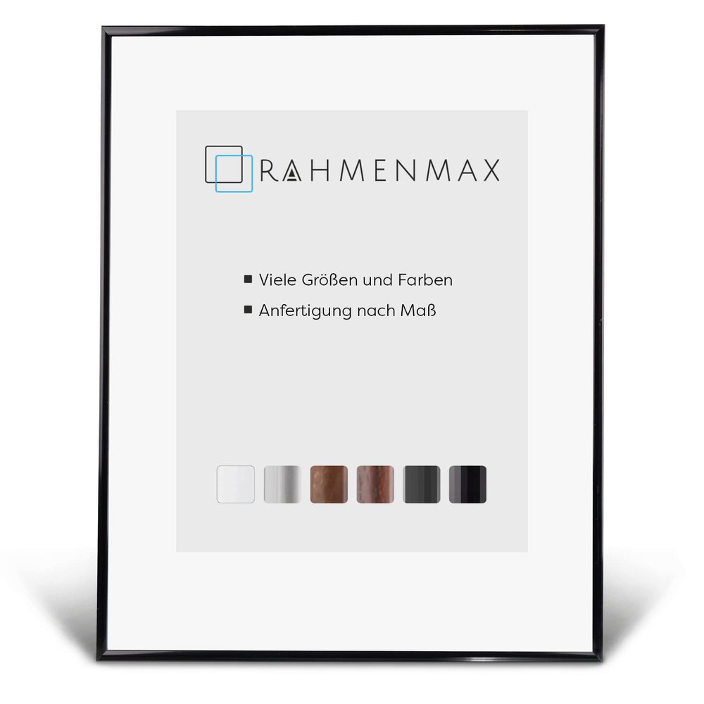 Iowa Plastic Frame for 38 x 85 cm Picture, High-Gloss Black, with Acrylic Glass