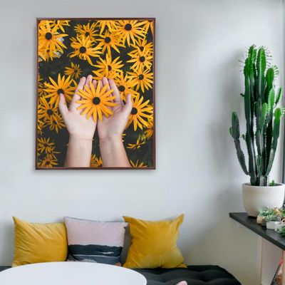 Iowa Plastic Frame for 74 x 95 cm Picture, Brown, with Acrylic Glass