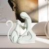 Cat Woman Statue, Woman and Cat Figurine, White view 2