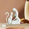 Cat Woman Statue, Woman and Cat Figurine, White view 3