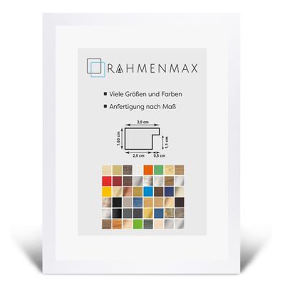 Morena MDF Picture Frame 59 x 97 cm, High-Gloss White, with Acrylic Glass