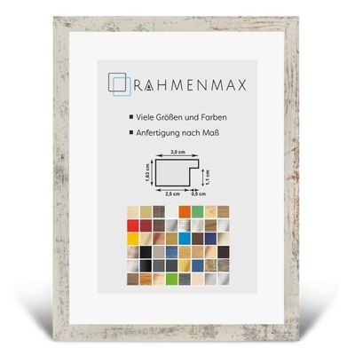 Morena MDF Picture Frame for 27x34 cm, White Vintage, with Acrylic Glass
