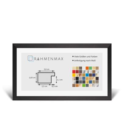 Morena MDF Picture Frame 24 x 95 cm, Black Wood Grain, with Acrylic Glass