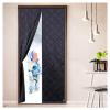 Thermal Insulating Door Curtain with Magnetic Closure, Oxford Fabric & Cotton, Black, 155 x 240 cm view 1