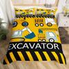 Sezhiqeu Boys' Excavator Bedding Set, 135 x 200 cm, 3-Piece 3D Microfiber Set view 1