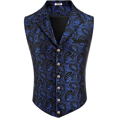 Modeewel Men's Jacquard V-Neck Vintage Paisley Vest